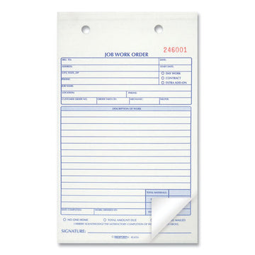 Rediform® Job Work Order Book, Two-part Carbonless, 5.5 X 8.5, 1-page, 50 Forms freeshipping - TVN Wholesale